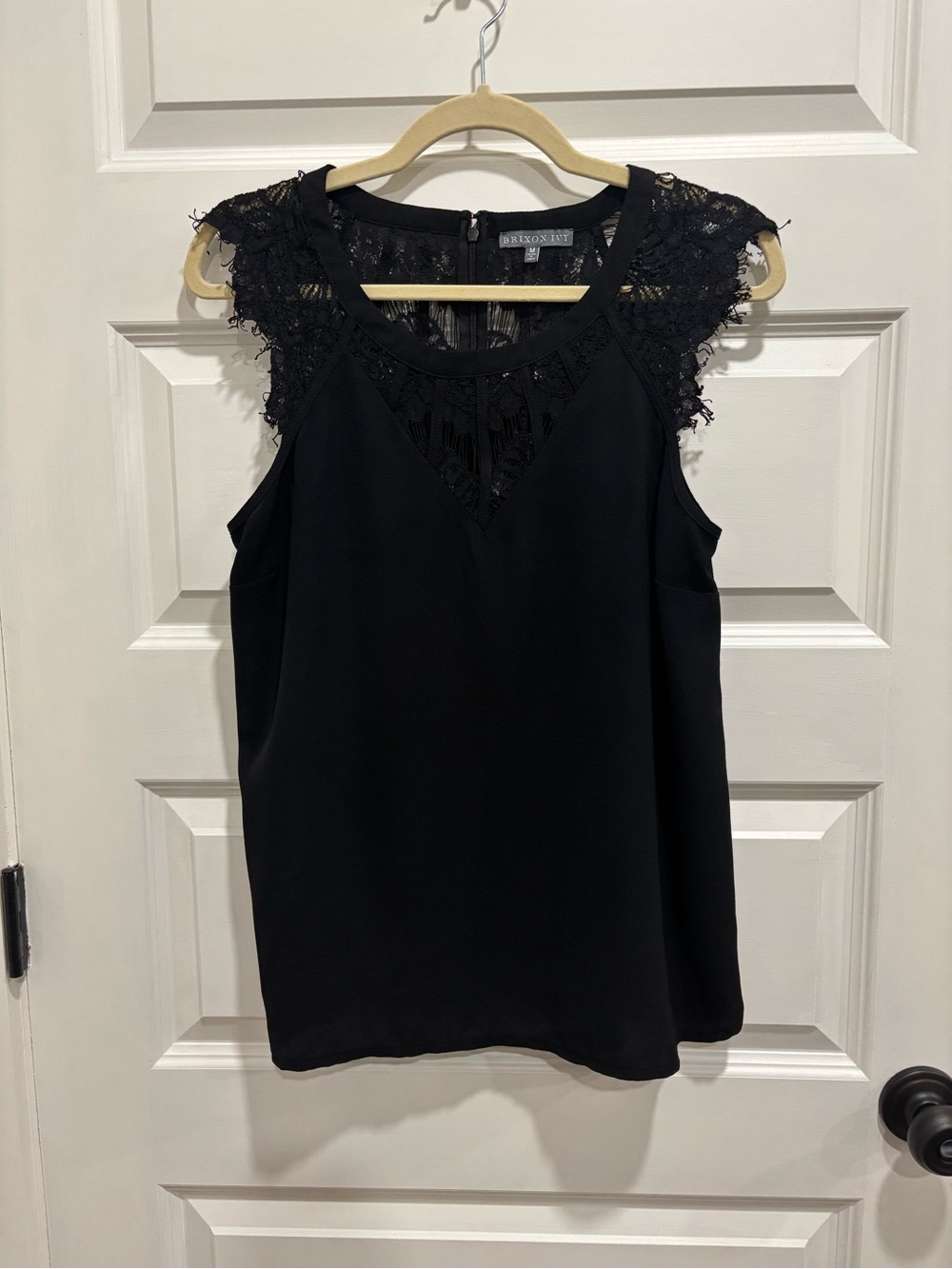 Brixon Ivy Black Lace-Back Sleeveless Top
